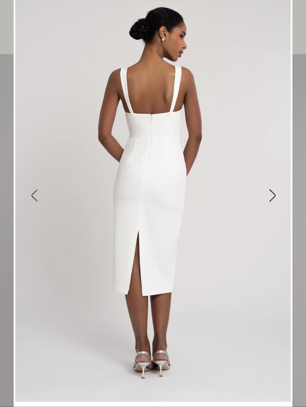 Jenny Yoo White Midi Dress with Square V-Notch Neckline - Picture 4 of 8
